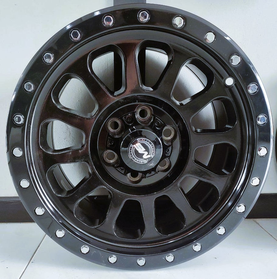 Juego de rines 15x8.0 6-114.3 ET 15 Black+Chrome Rivets CB 83.3 (MS)