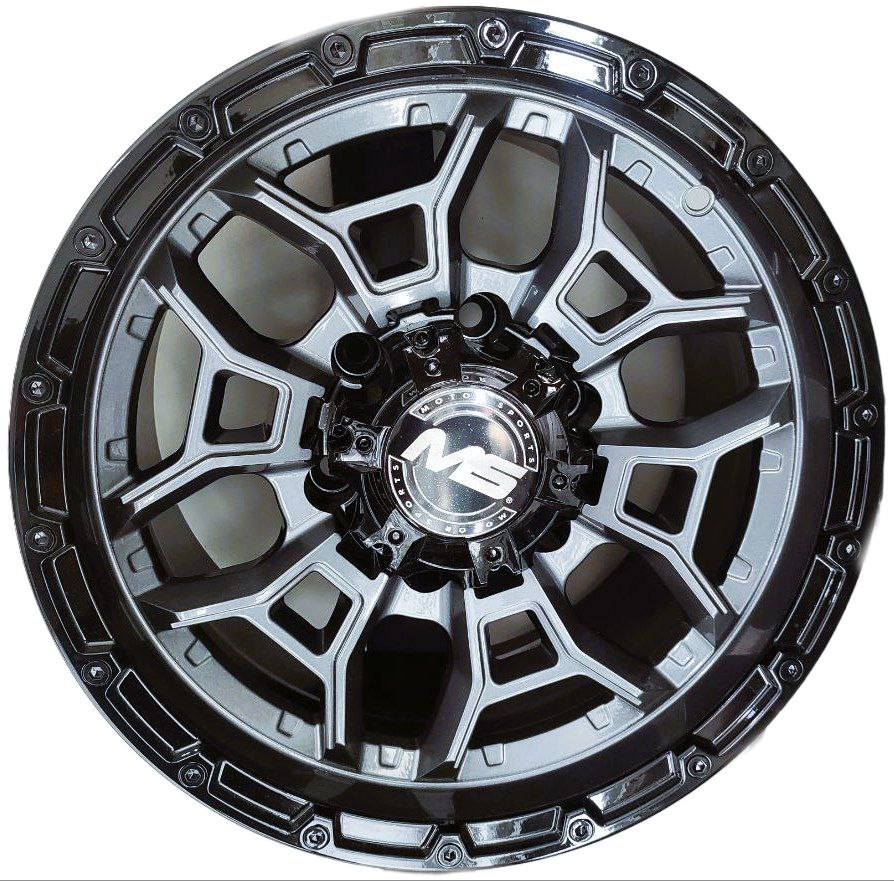 Juego de rines 15x8.0 6-139.7 ET-10 Grey Black Lip CB 110.5 (MS)